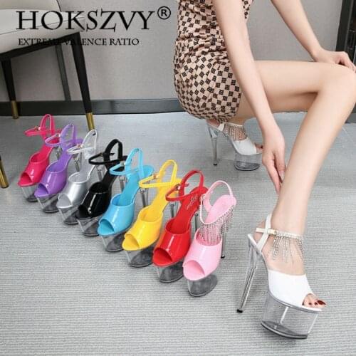 HOKSZVY Crystal Sandals Women 2021 Summer New High-heeled Womens Shoes Sexy Model Show Stiletto Pole Dancer Slippers LFD
