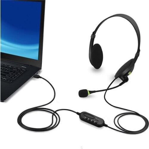 USB Headset With Microphone Noise Cancelling Computer PC Headset Lightweight Wired Headphones For PC /Laptop/Mac/ School/Kids