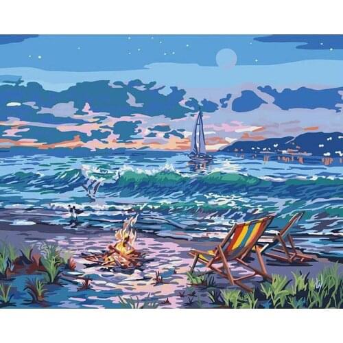 GATYZTORY Frame Diy Painting By Numbers Beach Landscape Kits Paint By Numbers For Adults HandPainted Paints Home Wall Decor