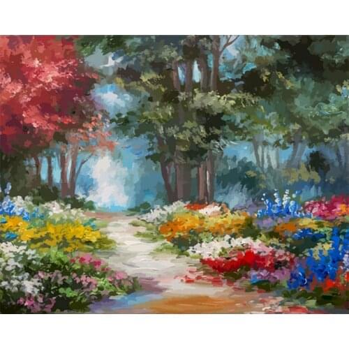 GATYZTORY Frame Diy Painting By Numbers Flower path Coloring By Numbers Acrylic Canvas Painting Handpainted Drawing Art