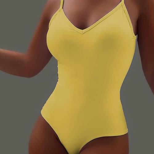 Casual Sleeveless V-neck Plus Size Jumpsuit Women Solid Color Sexy Lingerie Bodysuit Simple Ladies Bodycon Rompers 2021 Summer