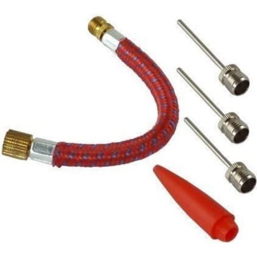 Whole Sale 500Sets/Lot Pump Adaptor Set Kit 5 Pcs NEEDLE Valve Connector Football Airbed Bicycle Tyre