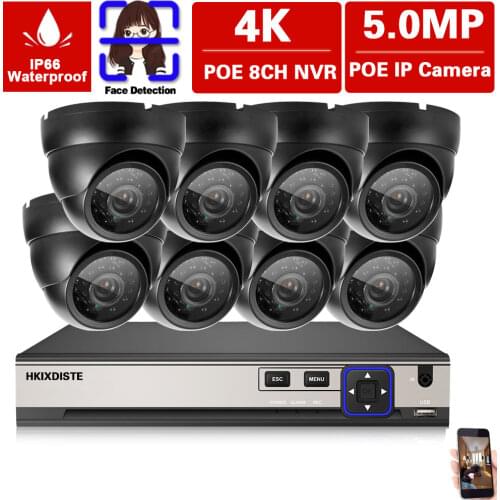 H.265 8Ch 5MP POE NVR CCTV Camera System Ultra HD 5MP POE IP Cameras Set Outdoor Waterproof Video Security Surveillance Kit