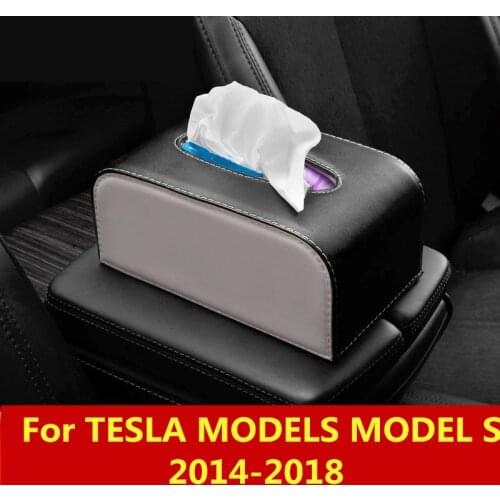 For TESLA MODELS MODEL S 2014-2018 Car Tissue Box Auto Tissue Holder Block-type Tissue Box Car Styling