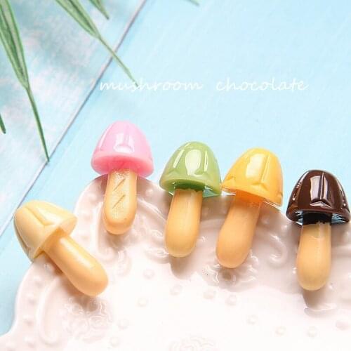 Colorful Kawaii Food Resin Cabochons Mushroom Shape Flatback Cameo Patch Phone Shell DIY Charms Material Cute Cameo10pcs 16*31mm