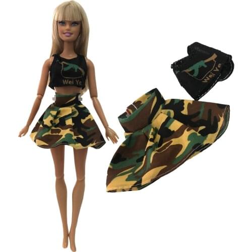 NK Doll Army Dress Military Uniform Female Vest Shorts Top Cosplay Outfit For Barbie Doll Baby Toys Girl Gift kids 003C 5X