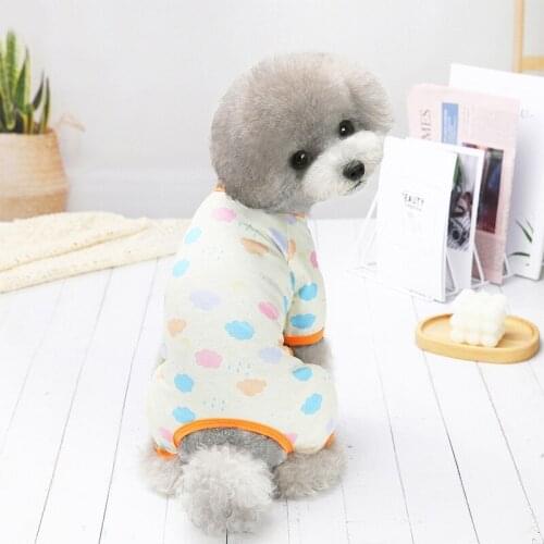 A Summer Pet Printed Clothes Home Wear Puppy Pajamas Clothing Princess Pet Four-Legged Clothes For Poodle Teddy Chihuahua