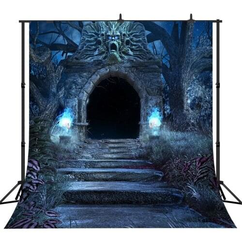 Lyavshi Horrible Arch Door Photography Backdrop ghost Trees Night Halloween Party Photo Background studio photocall shoot prop