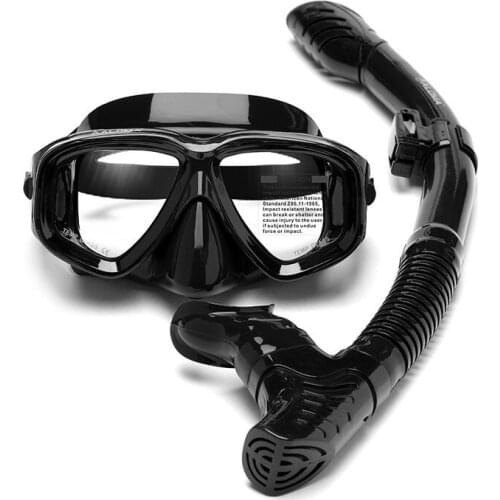 Diving mask snorkel set Breathing tube silicone mask headband swimming snorkeling tempered glass (Custom myopia)