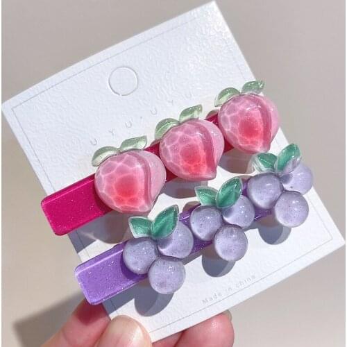 Sweet and lovely fruit peach hairpin girl heart bangs clip side clip Korean hair accessories duckbill clip hairpin female