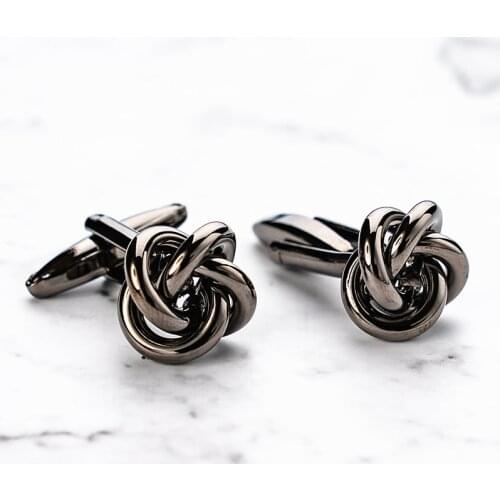 Fashion French Style Metal Knots Cufflinks Black Gold Design Cuff Buttons For Party Suit Shirt Mens Jewelry Wholesale&Retail