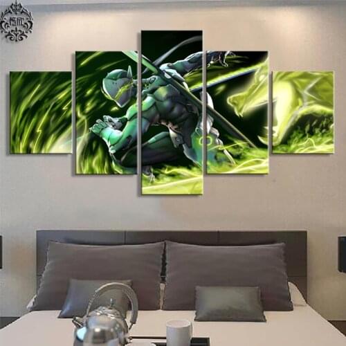 Wall Art Game Poster 5 Pieces Overwatch Genji Painting Pictures Modern Canvas Printed Artwork Home Decor For Living Room Cuadros