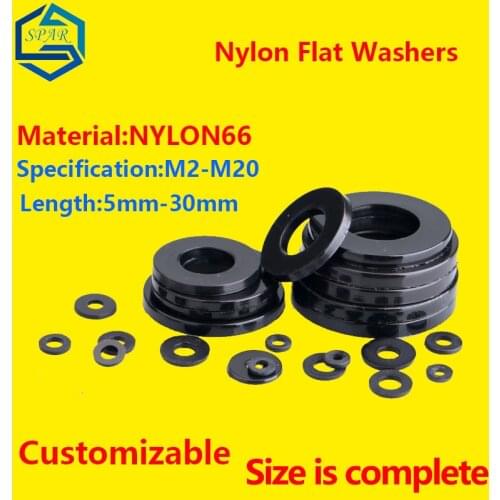 Nylon Flat Washers Plastic Nylon Flat Washer Plane Spacer Insulation Gasket Ring Seals Gasket Ring Black customizable GB