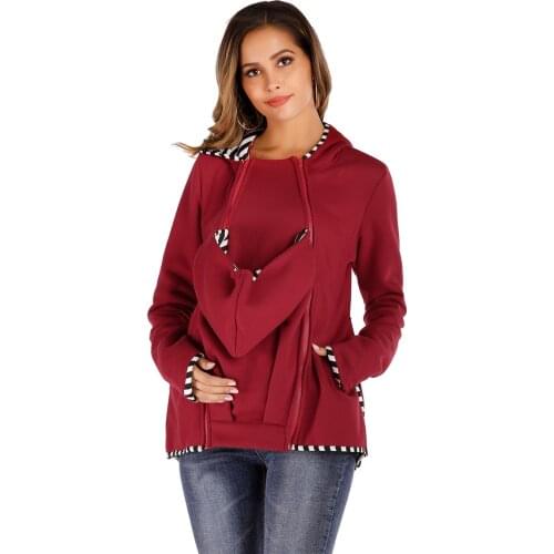 New Maternity Clothing Childcare Bag Clothes Pregnancy Coat Pregnant Jacket Zip Hooded Casual Coats Add Velvet Can Breastfeeding