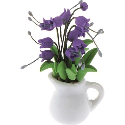 New Arrival 1/12 Scale Mini Dollhouse Artificial Green Fake Plant Flower In Pot Fairy Garden Doll Houses Toy Dollhouse Miniature