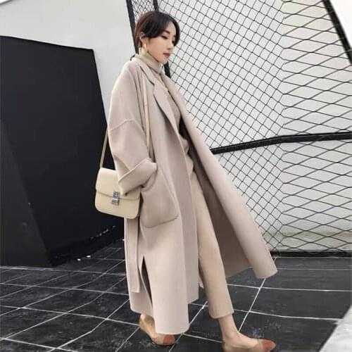 New Winter Coat Women Oversize Fashion Cashmere Wool Outerwear Female Long Thickening Warm Woolen Overcoat Womens Trench Coats