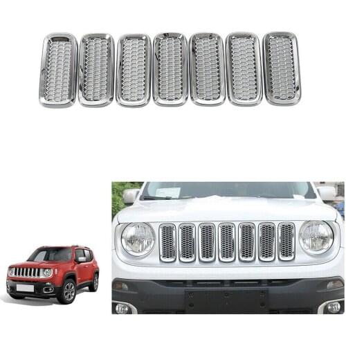 Front Grille Inserts Grill Mesh Trim Cover for Jeep Renegade W/ Grill Insect Net