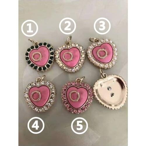 Heart pink metal pendant zipper pull 10 pieces a lot rhinestone pearl pendant same button is available 10 pieces a pack