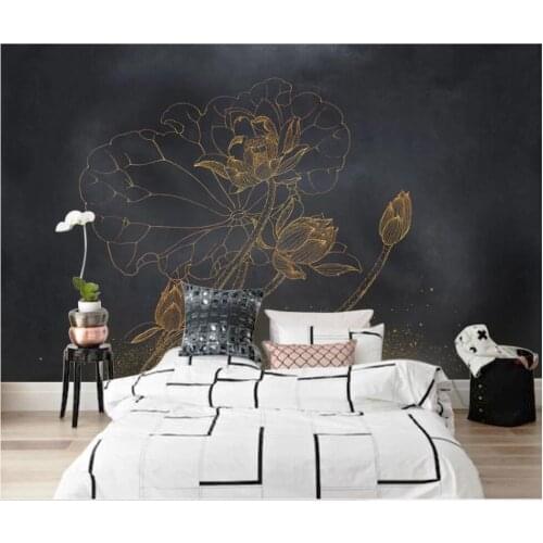 Custom photo 3d wallpaper Chinese golden lotus flower background living room home decor 3d wall murals wallpaper for walls 3 d
