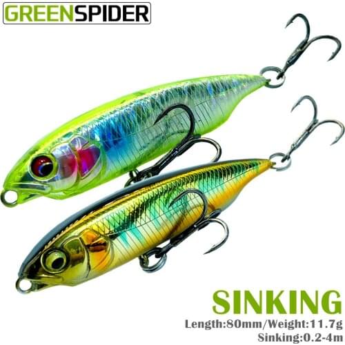 GREENSPIDER 2021 NEW Chili shape 1PC Pencil Fishing Lure Slow Sinking 75mm 11.6G Artificial Hard Plastic Bait Trout Bass Tackle