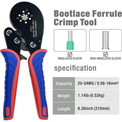 Hexagonal Ratchet Crimper HSC8 16-6 Wire Ferrule Crimping Pliers Range Tool For End Sleeves And Tubular Terminals 0.08-16mm²