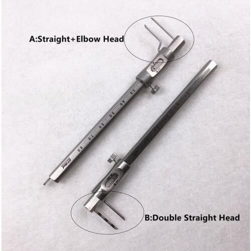 Dental Orthodontic Bone Extrusion Measuring Ruler Sliding Caliper 0-80mm Implant Straight Elbow Head Gauge Caliper