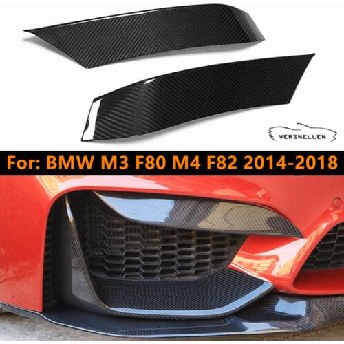 Dry Carbon Fiber Car Front Bumper Splitters for BMW F80 M3 F82 F83 M4 Sedan Coupe 2014-2018 Front Splitter Fog Lamp Trim Cover