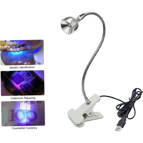USB Ultraviolet Curing Lamp LED white Gooseneck Light with Clamp UV Light Fixtur