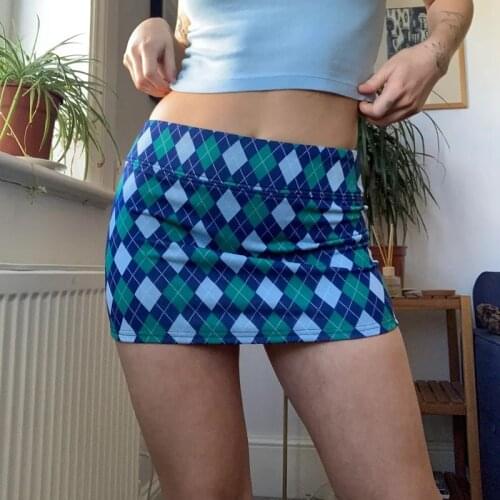 Vintage Printed Low Waist Bodycon Skirt Y2K Aesthetic Korea Style Streetwear 90s Women Slim Fit Mini Short Skirt Summer Clothes