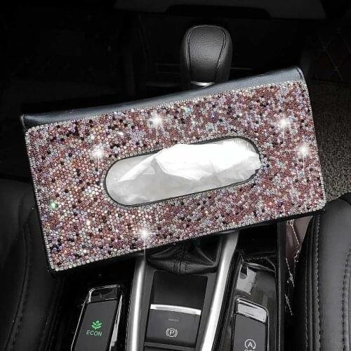 High quality Car interior decoration Sun Visor Tissue Holder box Crystals Towel Cover bracket