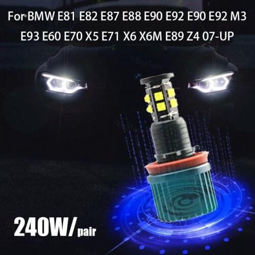 Free Error High Power for BMW 1 3 5 Series E81 E82 E87 E88 E60 Z4 E89 240W/Pair Super Bright 6000K White LED Angel Eyes Light