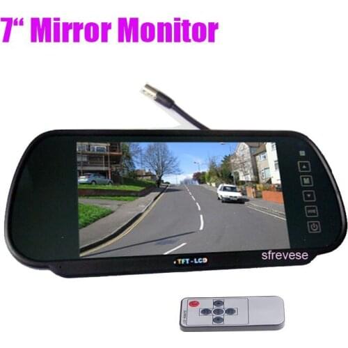 7" TFT LCD Car Rear View Mirror Monitor 2CH For Reversing Parking Backup Camera Kit & VCR DVD 12V-24V