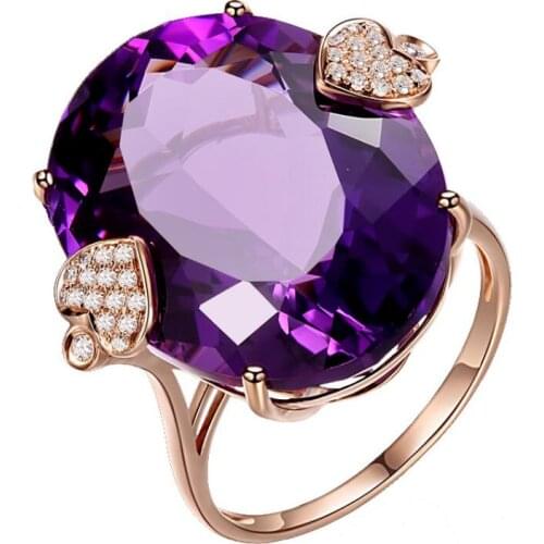 New Fashion Rose Gold Color Ring for Women 4 Colors Huge Goose Egg Shape Ellipse Zircon Stone Engagement Wedding Ring