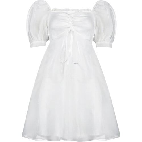 Women Fashion Elegant White Dress 2021 New Summer Sexy Mesh Short Sleeve Celebrity Club Party Dresses