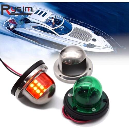 1 Pair Stainless Steel 12V LED Side Bow Navigation Signal Light Lamp Warning Light Fit for Marine Boat Yacht Green/Red Light