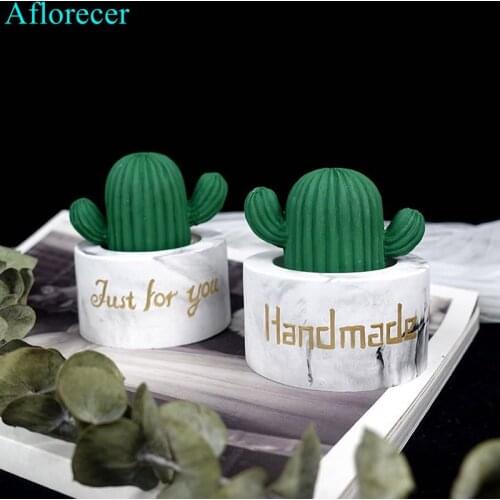 1pc Round Cactus Flowerpot Concrete Molds Succulent Plants Cement Mini Pot Silicone Mold Creative Plaster Clay Mould
