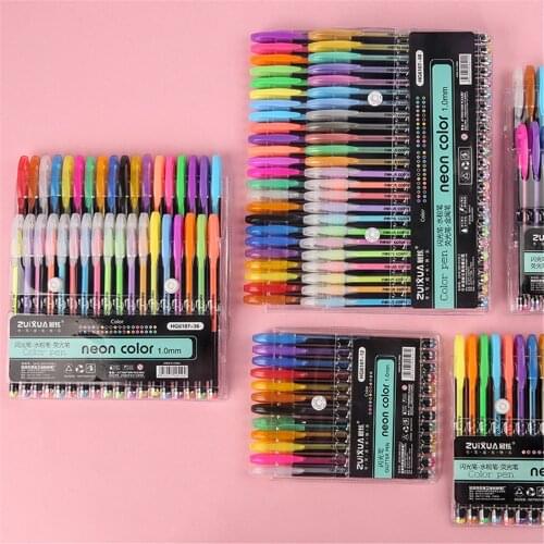 12/18/24/36/48 Colors Gel Pen Set School Student Office Writing Stationery Supplies Drawing Painting Glitter Art Marker Pens