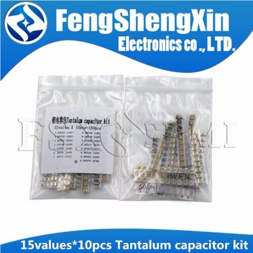 15values X10pcs=150pcs 1uf-220uf A Case and B Case Tantalum capacitor kit 3216 3526 (105~475)