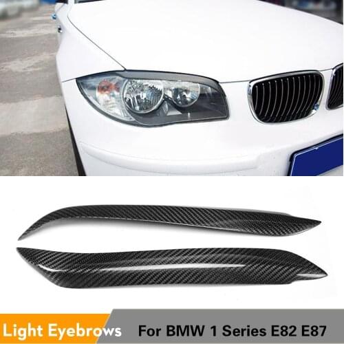 2PCS/set Headlight Eyelids Front Lamp Eyebrows Covers Carbon Fiber for BMW 1Series E82 E87 120i 125i 128i 130i 135i 2005 - 2011