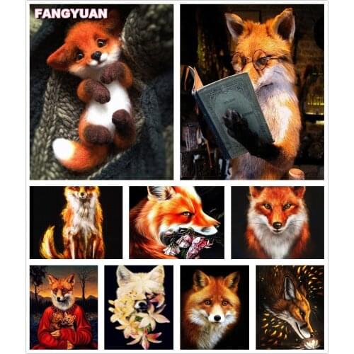 5D Diamond Painting Cross Stitch Kits Animals Diamond Embroidery Mosaic Fox Full Square Round Rhinestone Art Pictures Home Decor