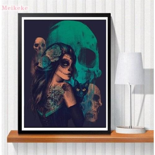 Full Square Drill 5D DIY Diamond Painting "Flower skull" Embroidery Cross Stitch 5D Home Decor Gift