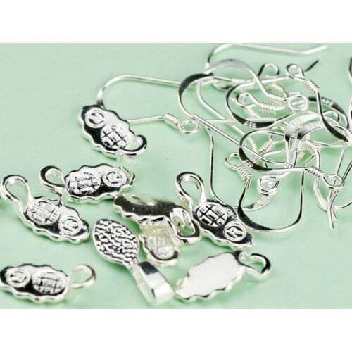Free Shipping Sterling Silver 10pcs Earring Hook and Pendent Bail For Kiln Fused Glass Jewelry DIY Findings Glue on Bails