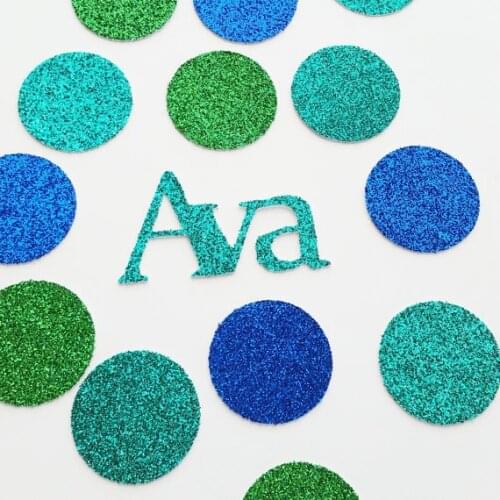 Glitter Custom name with circles Fairy princess Birthday Confettis for Baby Shower Table Decoration party wedding scatters cards