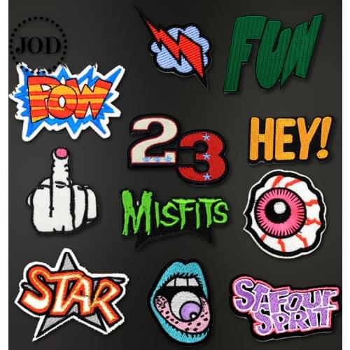 JOD Street POP Patch Cloth Embroidered Iron on Brand Patches Clothing Graffiti Applique DIY Rock Biker Applique Sewing Punk