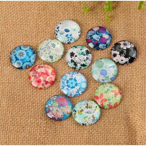 Flower Glass mosaic Dome Cabochons Printed Half Round mosaic Gems for Jewelry Making Handcrafts DIY Findings