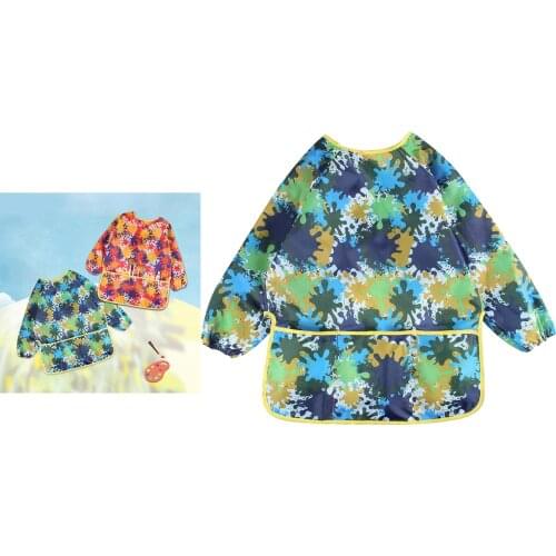 Waterproof Children Painting Apron with Pockets, Long Sleeve Art Smock Artist