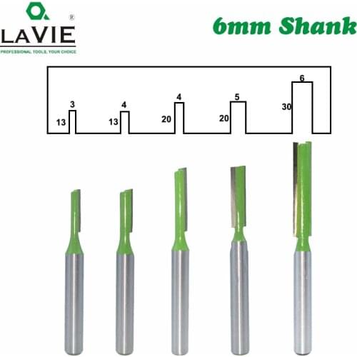 5pcs 6mm Shank Single Straight Bit Double Flute Milling Cutter for Wood Tungsten Carbide Router Bit Woodwork Tool