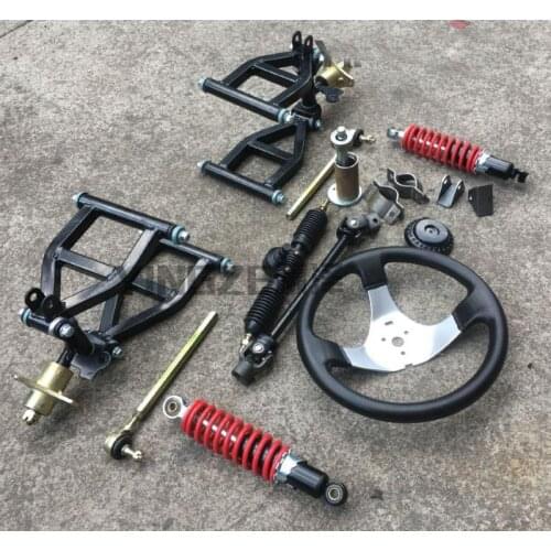 Go Kart Karting Buggy UTV 7.8CM Flanges Steering Wheel Rack Box Knuckles Spindles Front Suspension Shock Absorbers ATV Swingarms