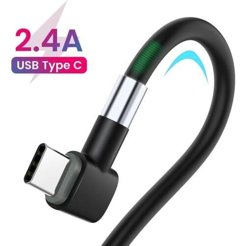 1M 90 Degree Fast Charger Type C Micro USB Cable For Samsung S20 Huawei P40 Xiaomi Redmi Elbow Power Bank Charger Data Cord