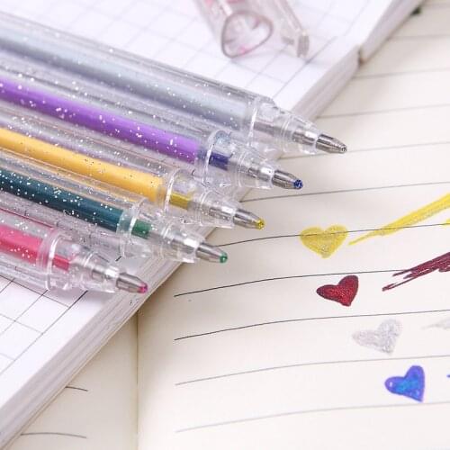 Cute Glitter Color Gel Pen Shiny Pens Line Diary Drawing Pen Color Changing Flash Pen School Stationery Supply
